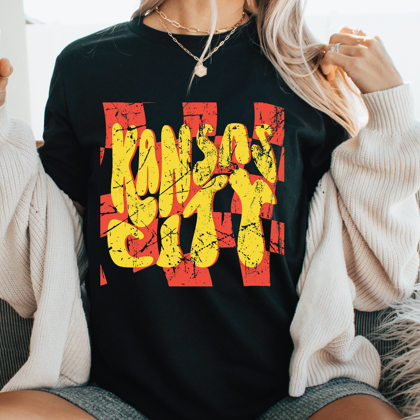 Kansas City Adult Checkered Tee