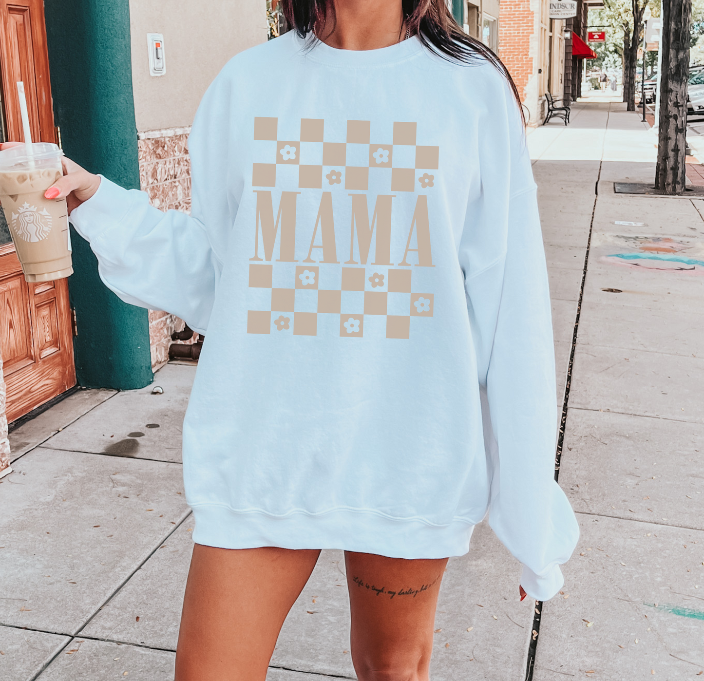 Mama Checkered Unisex Crewneck Sweatshirt