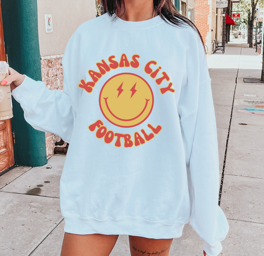 Kansas City Football Smiley Adult Sweatshirt