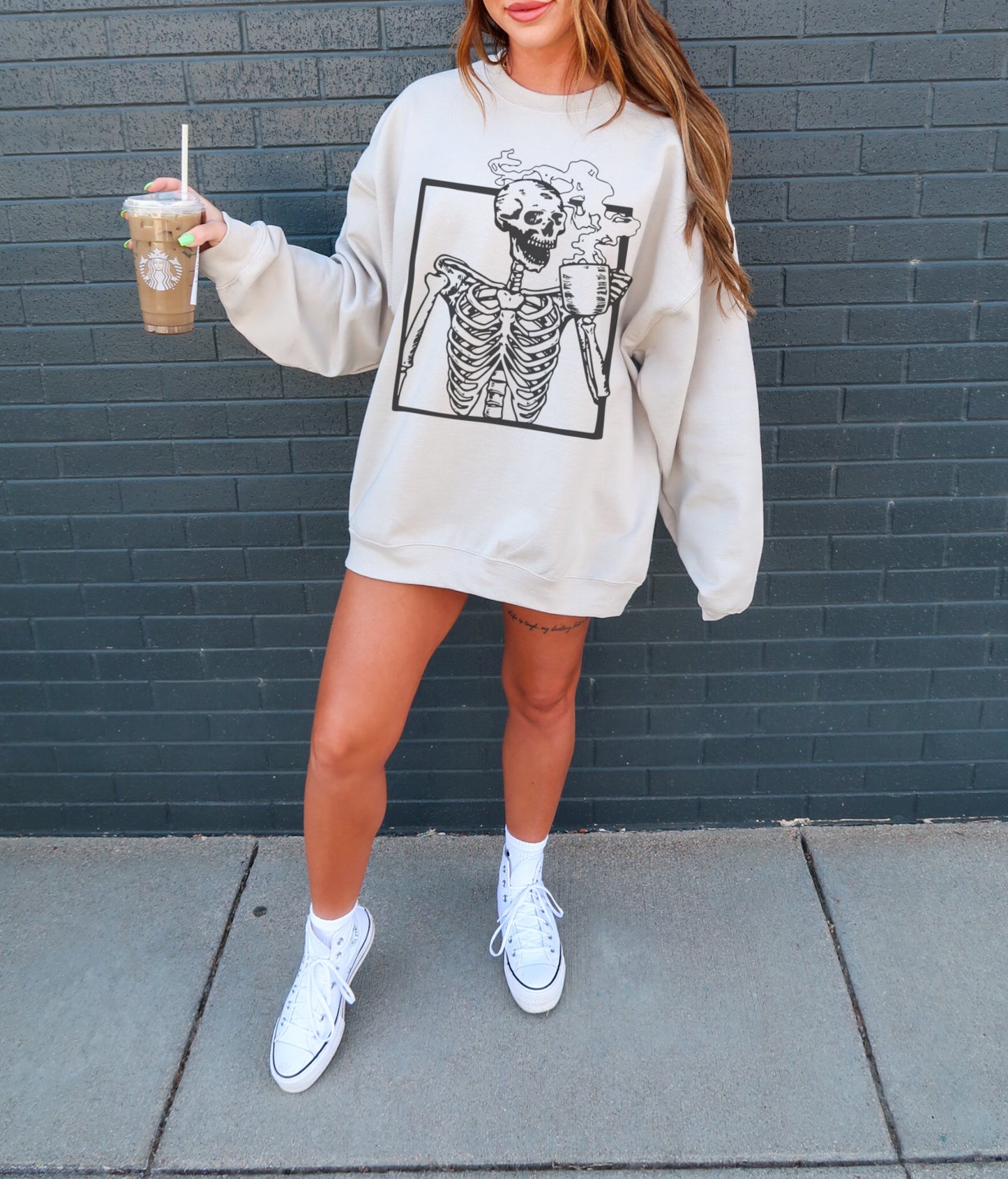 Skeleton Coffee Unisex Crewneck Sweatshirt