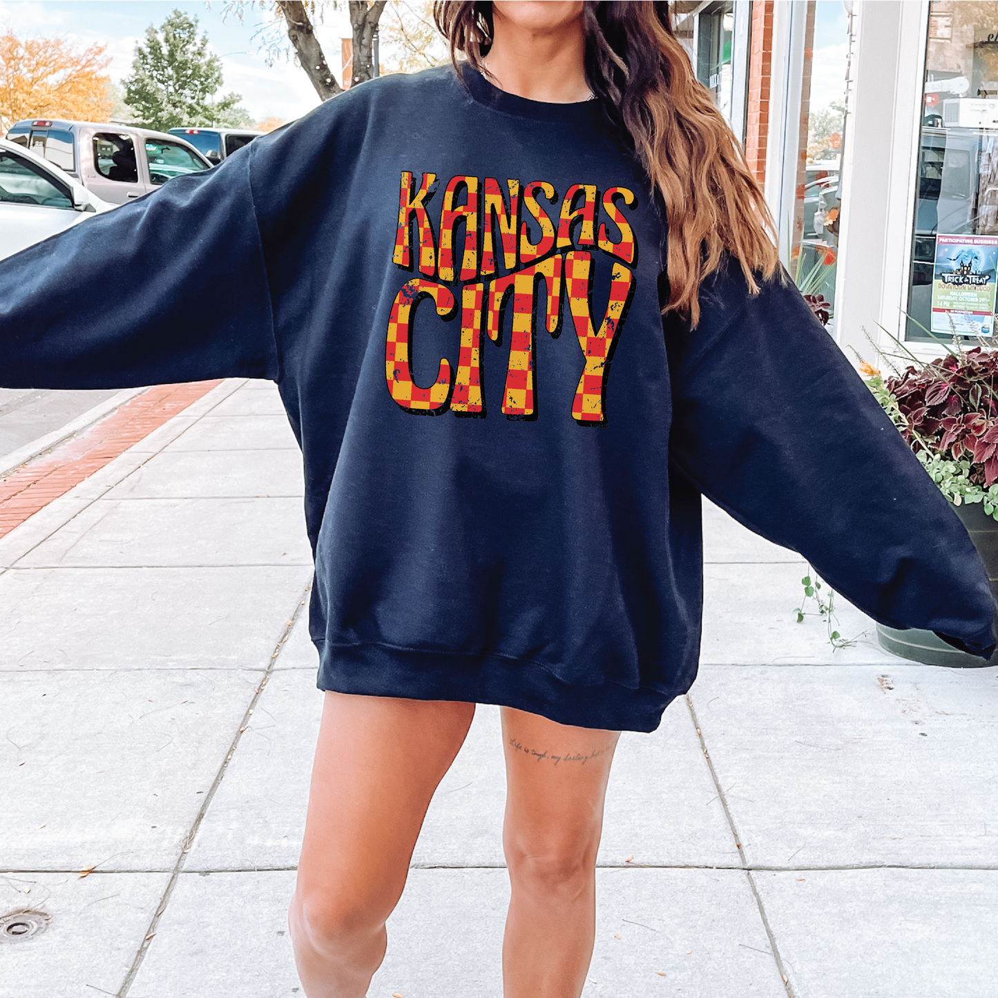 Kansas City Red and Yellow Checkered Sweatshirt