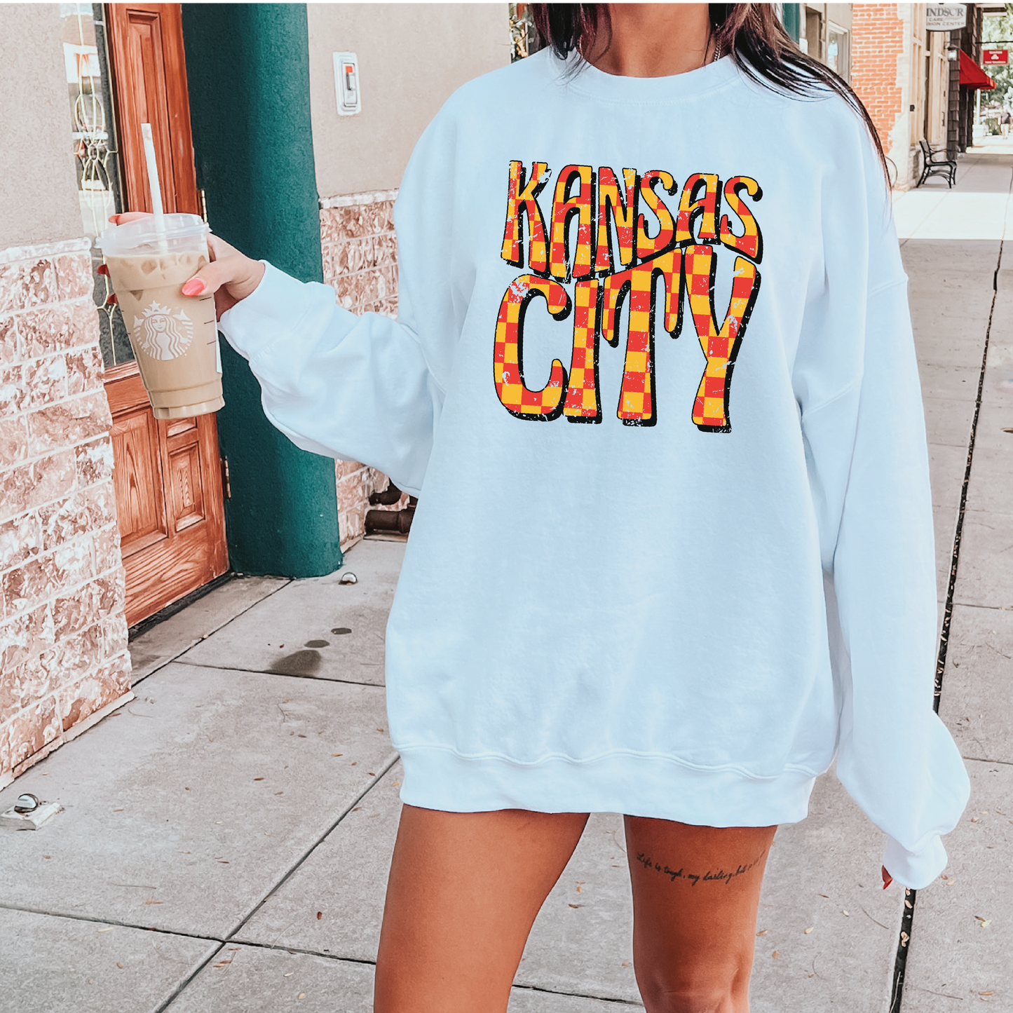 Kansas City Red and Yellow Checkered Sweatshirt