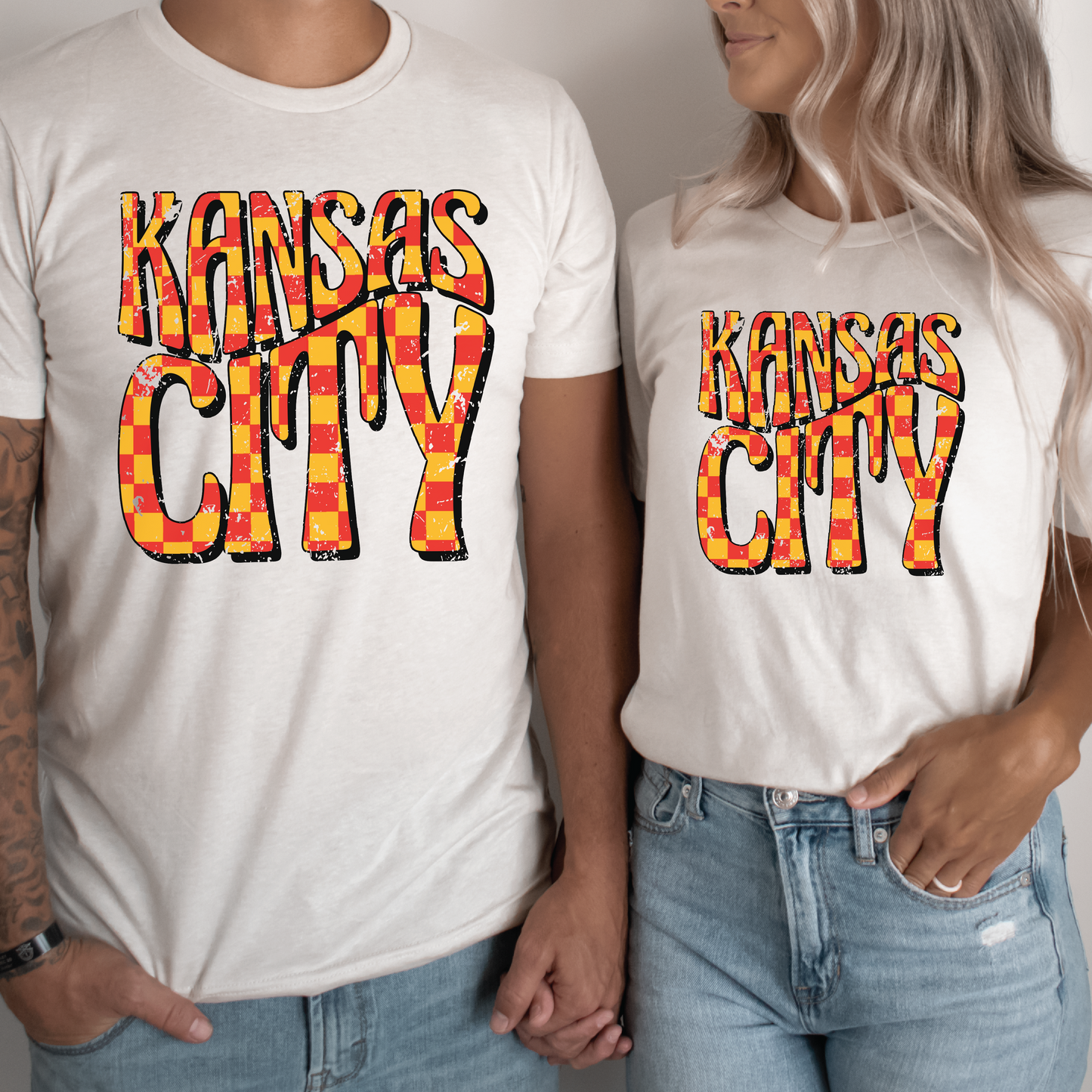 Kansas City Red and Yellow Checkered Tee