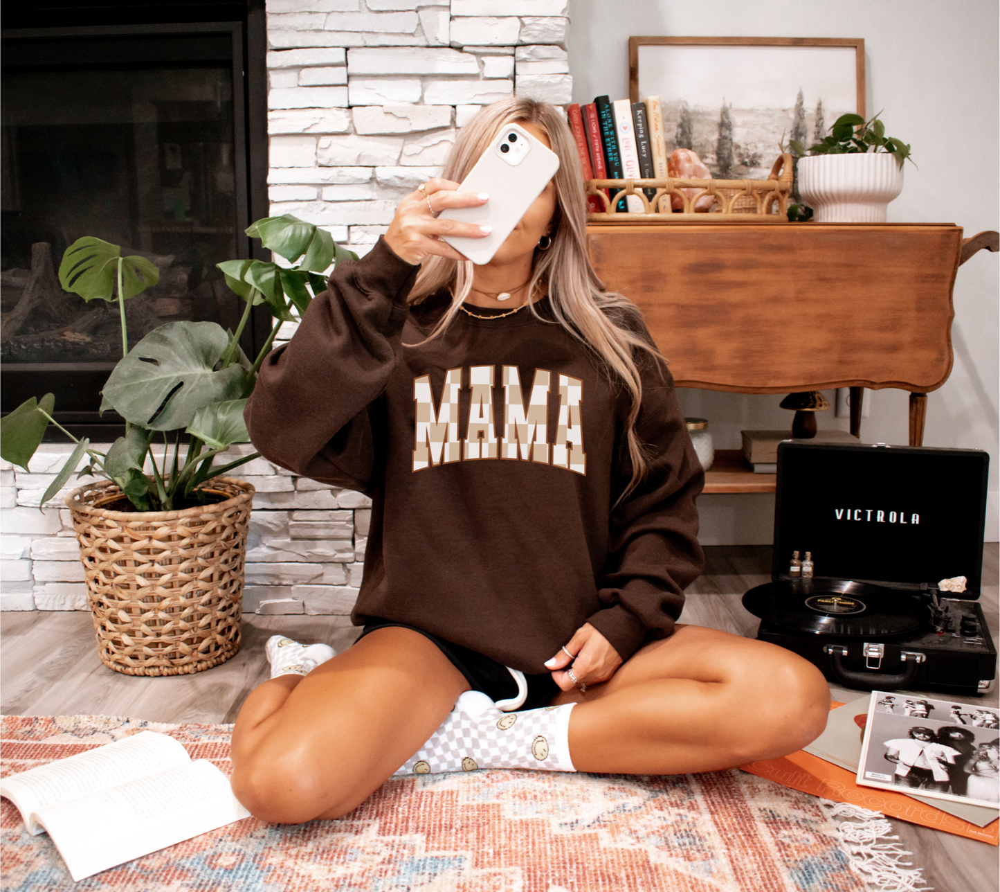 Nude Checkered Mama Sweatshirt