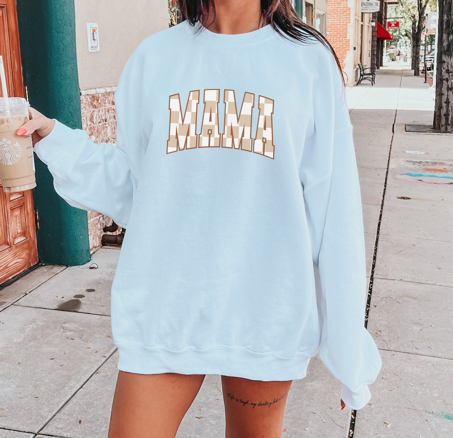 Nude Checkered Mama Sweatshirt