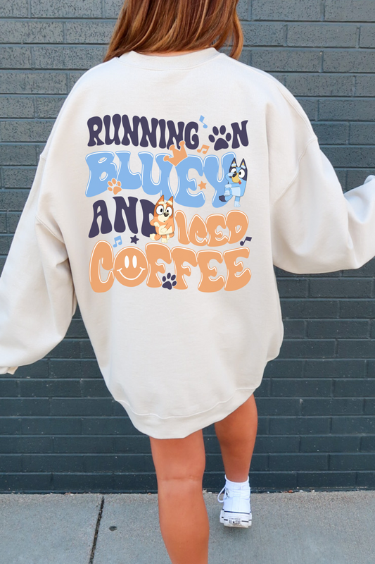 Running On Bluey & Iced Coffee Unisex Crewneck Sweatshirt