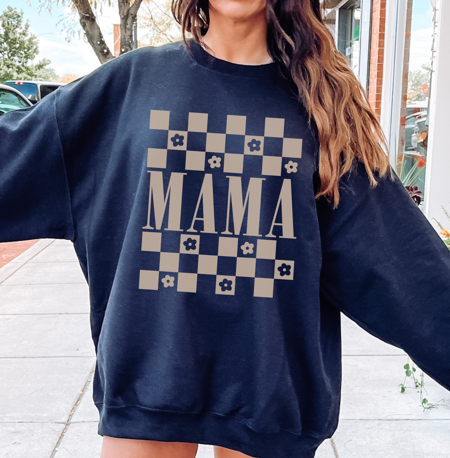 Mama Checkered Unisex Crewneck Sweatshirt